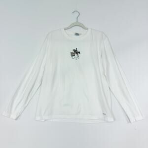 Life Is Good Equestrian Horse Back Riding White Long Sleeve Tee Women's Large